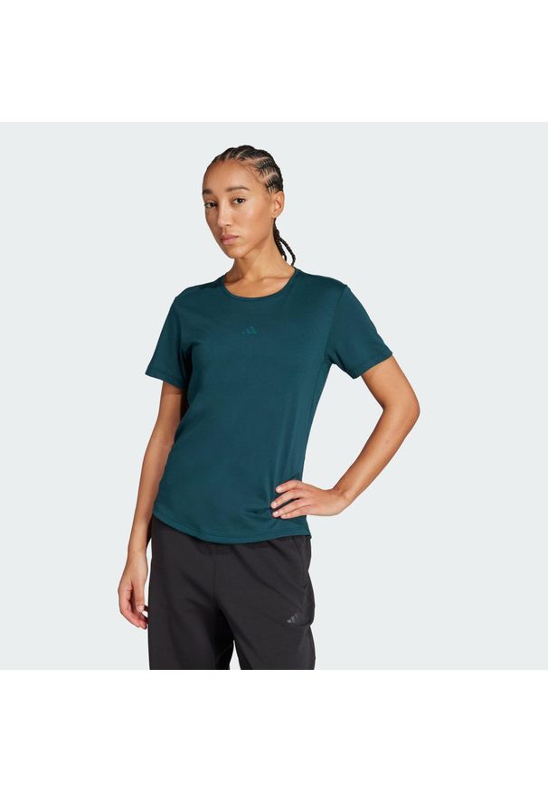 Adidas - Koszulka Joga Essentials. Kolor: niebieski. Technologia: ClimaCool (Adidas). Sport: joga i pilates