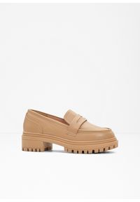 bonprix - Półbuty loafersy chunky. Kolor: brązowy