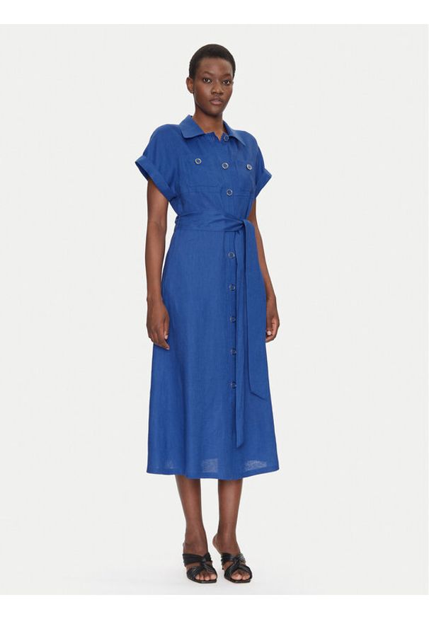 Luisa Spagnoli Sukienka koszulowa Patrono 542264 Niebieski Regular Fit. Kolor: niebieski. Materiał: len. Typ sukienki: koszulowe