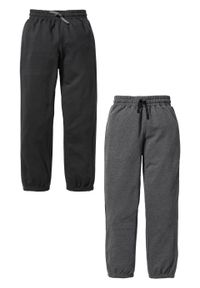 Spodnie chłopięce dresowe (2 pary) bonprix czarny + antracytowy melanż. Kolor: czarny. Materiał: dresówka. Wzór: melanż. Styl: retro, klasyczny #6