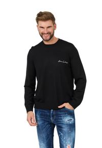 Armani Exchange - ARMANI EXCHANGE Czarny męski sweter Jumpers, Rozmiar XL. Kolor: czarny