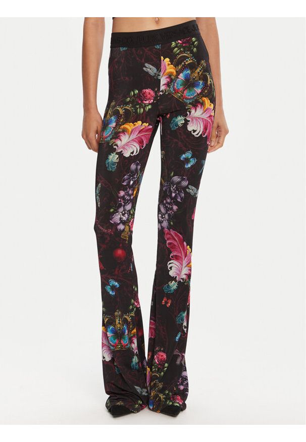 Versace Jeans Couture Legginsy 79HAC107 JS487 Kolorowy Flare Fit. Materiał: syntetyk. Wzór: kolorowy