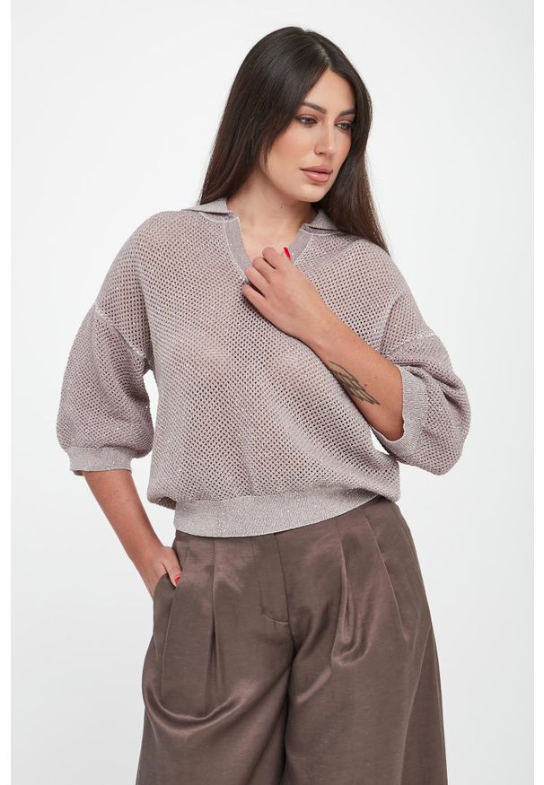 Sweter damski z kołnierzem polo PESERICO. Typ kołnierza: polo