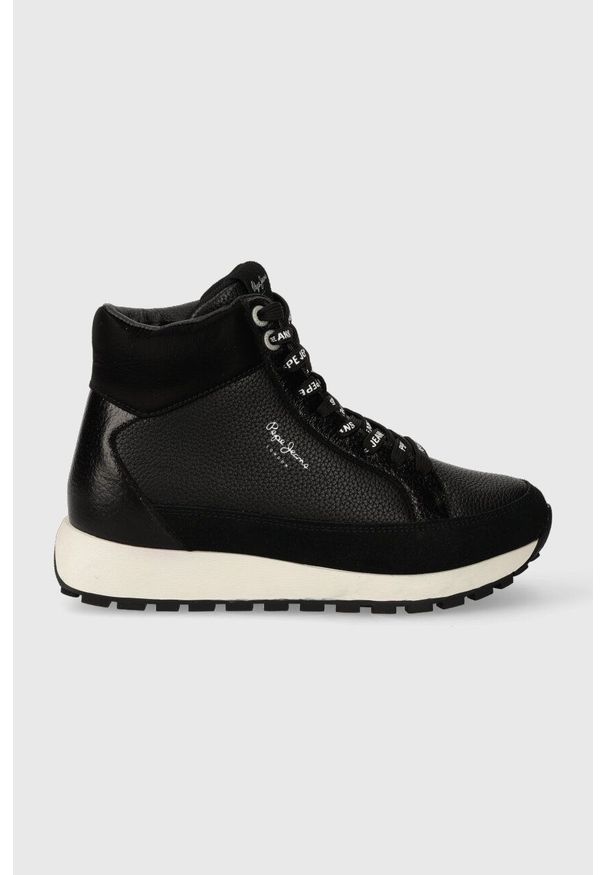 Pepe Jeans sneakersy DEAN MOLL kolor czarny PLS31533. Nosek buta: okrągły. Kolor: czarny. Materiał: guma. Szerokość cholewki: normalna. Obcas: na koturnie