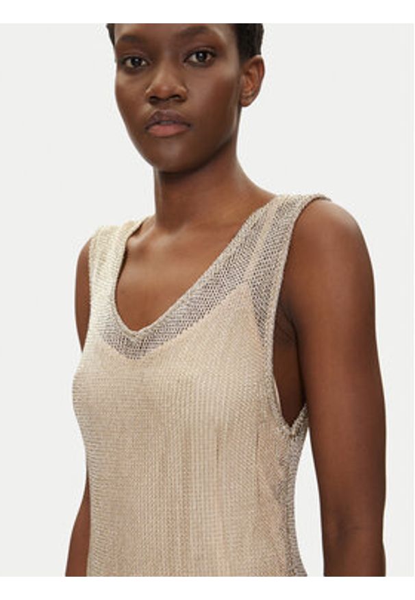 Iconique Sukienka wieczorowa IC25-012 Złoty Regular Fit. Kolor: złoty. Materiał: wiskoza. Styl: wizytowy