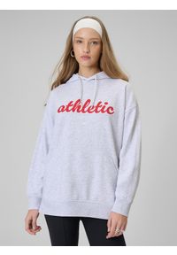 4f - 4F Bluza dresowa loose z kapturem damska - szara XL. Okazja: na spacer, na co dzień. Typ kołnierza: kaptur. Kolor: szary. Materiał: dresówka. Styl: casual #1