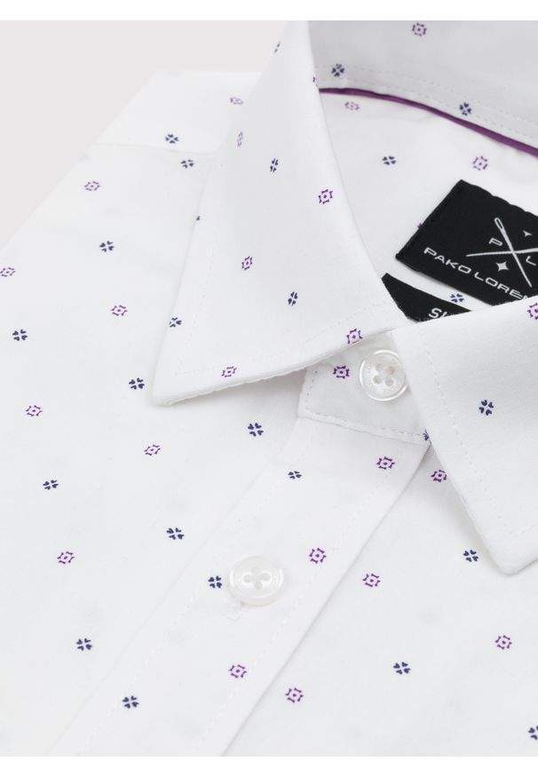 PAKO LORENTE – Koszula w kolorze białym w drobny wzór P24SF-1X-022-B-S - Pako Lorente. Okazja: na co dzień. Kolor: biały. Materiał: jeans, elastan. Styl: casual