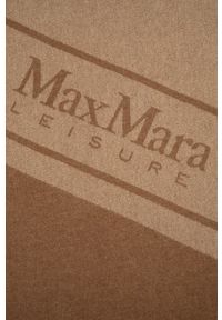 Max Mara Leisure szal wełniany kolor brązowy z nadrukiem. Kolor: brązowy. Materiał: wełna. Wzór: nadruk
