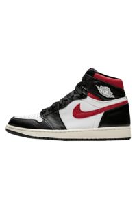 Buty do chodzenia męskie Nike Air Jordan 1 Retro High OG. Wysokość cholewki: za kostkę. Zapięcie: sznurówki. Kolor: czerwony, biały, wielokolorowy. Materiał: tkanina, skóra, syntetyk, materiał. Szerokość cholewki: normalna. Sport: turystyka piesza #1