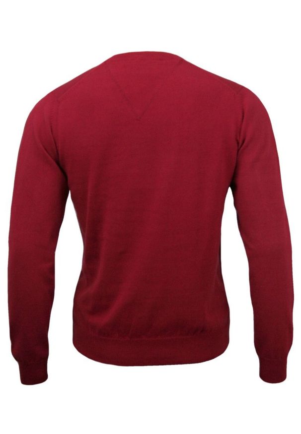Sweter Czerwony Elegancki Męski, Dekolt w Serek (V-neck) 100% Bawełna - Adriano Guinari. Okazja: na spotkanie biznesowe, na co dzień, do pracy. Typ kołnierza: dekolt w serek. Kolor: czerwony. Materiał: bawełna. Styl: elegancki