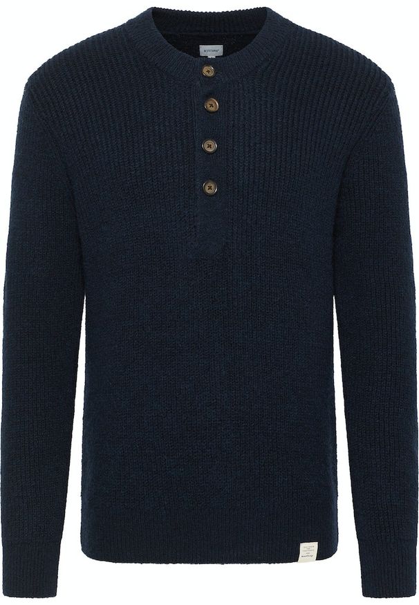 Męski Sweter Mustang Style Emil C Henley Total Eclipse 1014118 5226. Typ kołnierza: typu henley