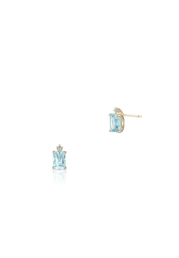 W.KRUK Piękne Złote Kolczyki - złoto 585, Topaz sky blue,biały topaz - ZIN/KT29. Materiał: złote. Kolor: biały, złoty, wielokolorowy. Kamień szlachetny: topaz