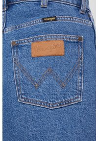 Wrangler szorty jeansowe damskie kolor granatowy gładkie high waist. Okazja: na co dzień. Stan: podwyższony. Kolor: niebieski. Materiał: jeans. Wzór: gładki. Styl: casual #4