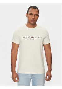 TOMMY HILFIGER - Tommy Hilfiger T-Shirt Logo MW0MW11797 Beżowy Regular Fit. Kolor: beżowy. Materiał: bawełna