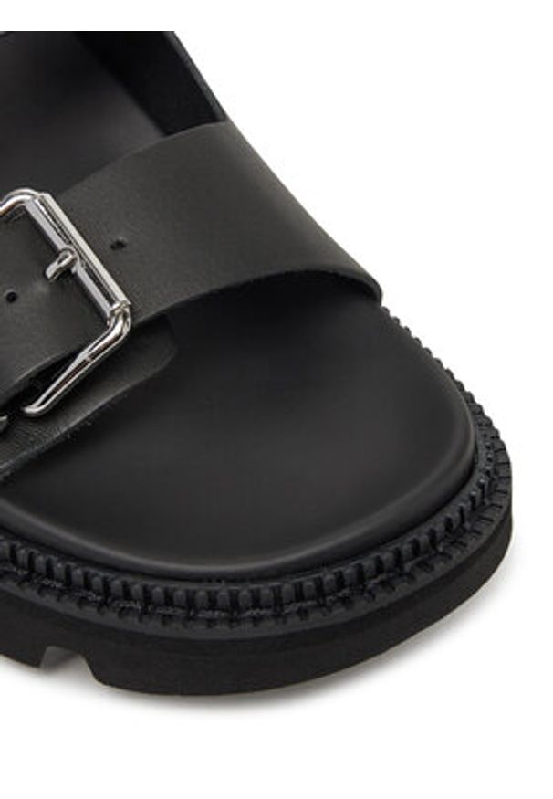 Tommy Jeans Klapki Double Strap Sandal EN0EN02753 Czarny. Kolor: czarny. Materiał: skóra