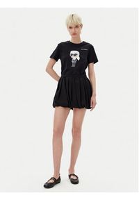 Karl Lagerfeld - KARL LAGERFELD T-Shirt A1W17130 Czarny Regular Fit. Typ kołnierza: dekolt w karo. Kolor: czarny. Materiał: bawełna #4
