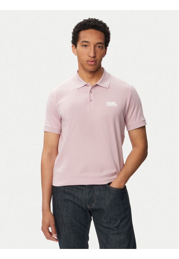 Karl Lagerfeld - KARL LAGERFELD Polo 745780 563235 Różowy Regular Fit. Typ kołnierza: polo. Kolor: różowy. Materiał: bawełna
