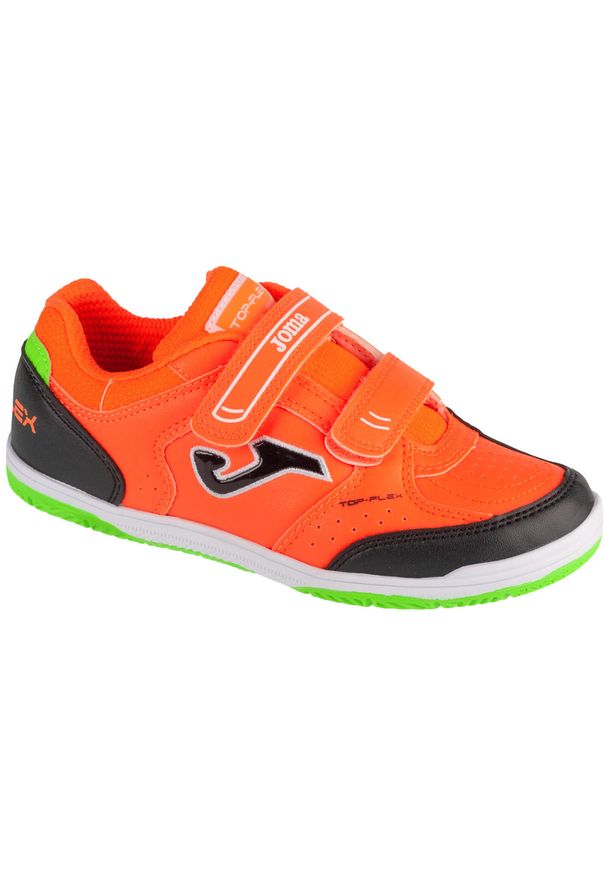 Joma - Buty halowe do piłki nożnej chłopięce, Top Flex Jr 24 TPJW IN. Kolor: pomarańczowy. Sport: piłka nożna