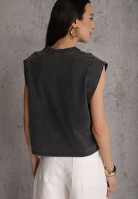Renee - Czarny Top z Bawełny w Stylu Grunge z Szeroką Linią Ramion Tezorea. Kolor: czarny. Materiał: bawełna #8