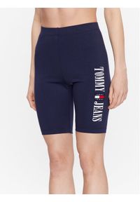 Tommy Jeans Szorty sportowe DW0DW15643 Granatowy Skinny Fit. Kolor: niebieski. Materiał: wiskoza