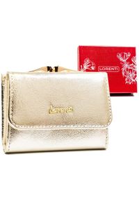 LORENTI - Portfel damski Lorenti 55287-BLA złoty. Kolor: złoty. Materiał: skóra