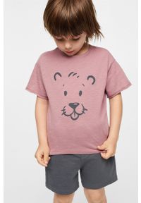 Mango Kids t-shirt bawełniany dziecięcy Panter kolor bordowy z nadrukiem. Okazja: na co dzień. Kolor: czerwony. Materiał: bawełna. Wzór: nadruk, motyw zwierzęcy. Styl: casual
