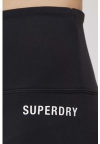 Superdry legginsy damskie kolor czarny gładkie. Kolor: czarny. Materiał: materiał, dzianina. Wzór: gładki #3