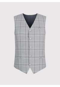 Pako Lorente - PAKO LORENTE – Szara kamizelka jednorzędowa w kratę. Kolor: szary #7