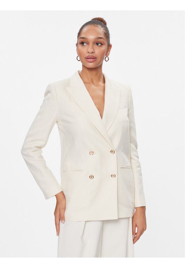TwinSet - TWINSET Marynarka 241TP2560 Écru Oversize. Materiał: bawełna, len
