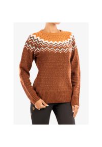 Fjällräven - Sweter damski Fjallraven Ovik Knit Sweater. Kolor: pomarańczowy. Sport: turystyka piesza