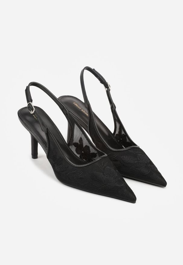 Born2be - Czarne Sandały na Szpilce z Haftowanym Wzorem Iphiserris. Zapięcie: sprzączka. Kolor: czarny. Wzór: haft. Obcas: na szpilce. Styl: klasyczny