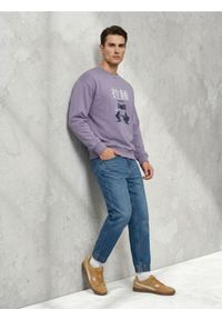 Sinsay - Bluza crewneck z nadrukiem comfort - fioletowy. Kolor: fioletowy. Wzór: nadruk #1