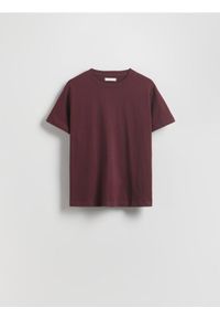 Reserved - Bawełniany t-shirt regular - bordowy. Kolor: czerwony. Materiał: bawełna