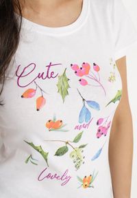 Born2be - Różowy Bawełniany T-shirt z Ozdobnym Nadrukiem Zaromira. Okazja: na co dzień. Kolor: biały. Materiał: bawełna. Wzór: nadruk. Styl: klasyczny, elegancki, casual #7