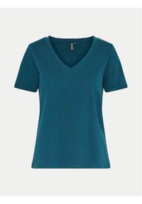 Pieces T-Shirt Ria 17120455 Turkusowy Regular Fit. Kolor: turkusowy. Materiał: bawełna