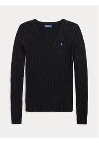 Polo Ralph Lauren Sweter 211891641010 Czarny Regular Fit. Typ kołnierza: polo. Kolor: czarny. Materiał: bawełna #4