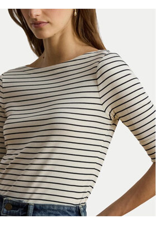 Lauren Ralph Lauren - LAUREN RALPH LAUREN Bluzka Judy 200P13919004 Kremowy Regular Fit. Kolor: kremowy. Materiał: bawełna