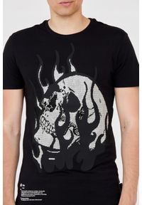 Philipp Plein - PHILIPP PLEIN Męski t-shirt z czaszką w płomieniach, Rozmiar XXL. Kolor: czarny #9