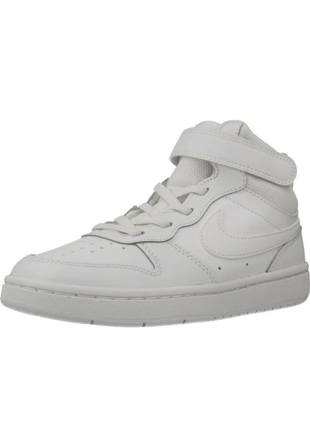 Buty do chodzenia dla dzieci Nike Court Borough Mid 2. Kolor: biały, wielokolorowy, beżowy. Materiał: syntetyk, tkanina, skóra, materiał. Model: Nike Court. Sport: turystyka piesza