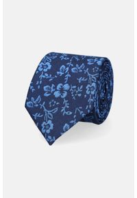 Lancerto - Krawat Granatowy Wzór Roślinny. Kolor: niebieski. Materiał: poliester