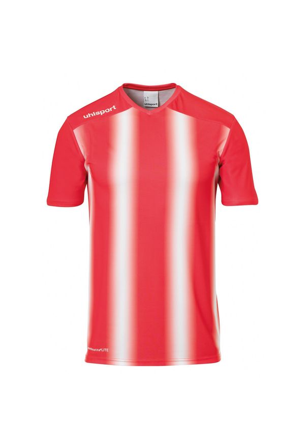 UHLSPORT - Vintage koszulka dziecięca Uhlsport Stripe 2.0. Typ kołnierza: dekolt w kształcie V. Kolor: czerwony, biały, wielokolorowy. Materiał: poliester. Sport: fitness, piłka nożna
