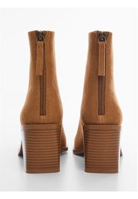 mango - Mango Botki Gloria 57072508 Beżowy. Kolor: beżowy. Materiał: skóra, zamsz #2