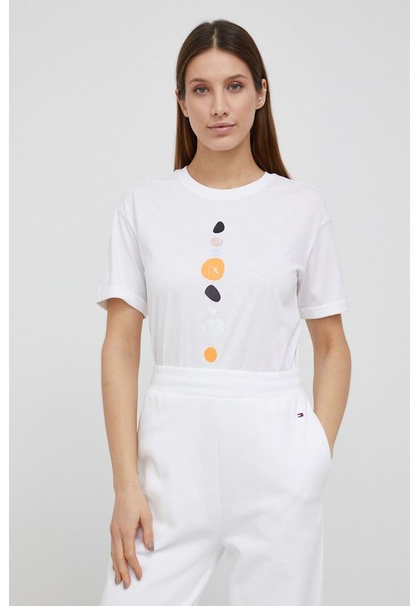 Armani Exchange T-shirt bawełniany 3LYT14.YJ5MZ kolor biały. Kolor: biały. Materiał: bawełna. Wzór: nadruk