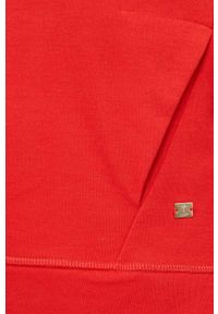 JOOP! - Joop! bluza damska kolor czerwony z kapturem gładka. Typ kołnierza: kaptur. Kolor: czerwony. Materiał: bawełna. Wzór: gładki #7