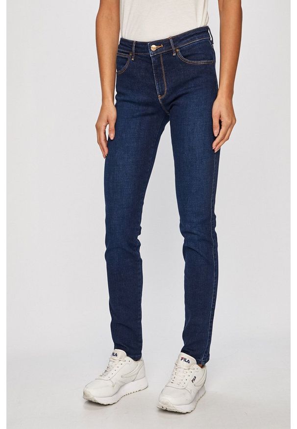 Wrangler - Jeansy Body Bespoke. Kolor: niebieski. Wzór: aplikacja