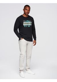 Ombre Clothing - Męska bluza z nadrukiem zakładana przez głowę - czarna V3. Kolor: czarny. Materiał: poliester, bawełna. Wzór: nadruk #3