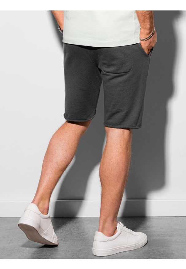 Ombre Clothing - Krótkie spodenki męskie dresowe W299 - grafitowe - XXL. Kolor: szary. Materiał: dresówka. Długość: krótkie. Sezon: lato