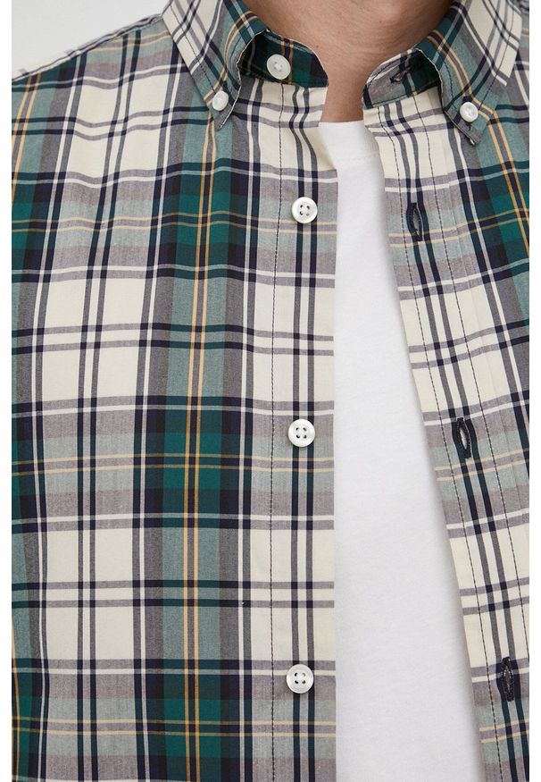 GAP koszula męska kolor zielony regular z kołnierzykiem button-down. Typ kołnierza: button down. Kolor: zielony. Materiał: tkanina