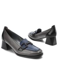 Granatowe Półbuty Armodo Skórzane Eleganckie Buty Na Obcasie. Zapięcie: klamry. Kolor: niebieski. Materiał: skóra. Obcas: na obcasie. Styl: elegancki #3