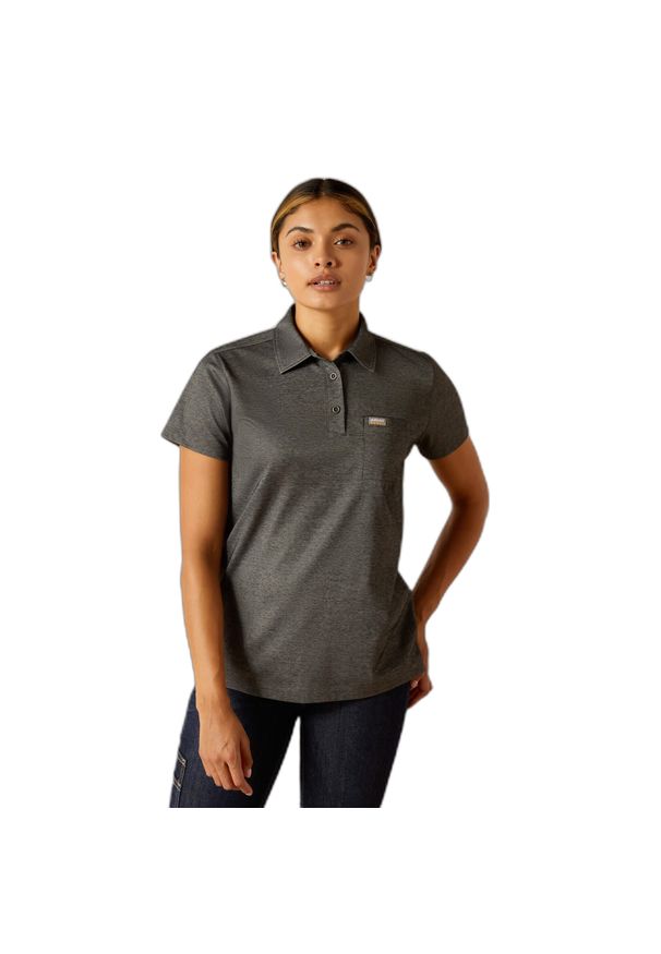 Damska koszulka polo Ariat Rebar Foreman. Typ kołnierza: polo. Kolor: wielokolorowy, szary, czarny